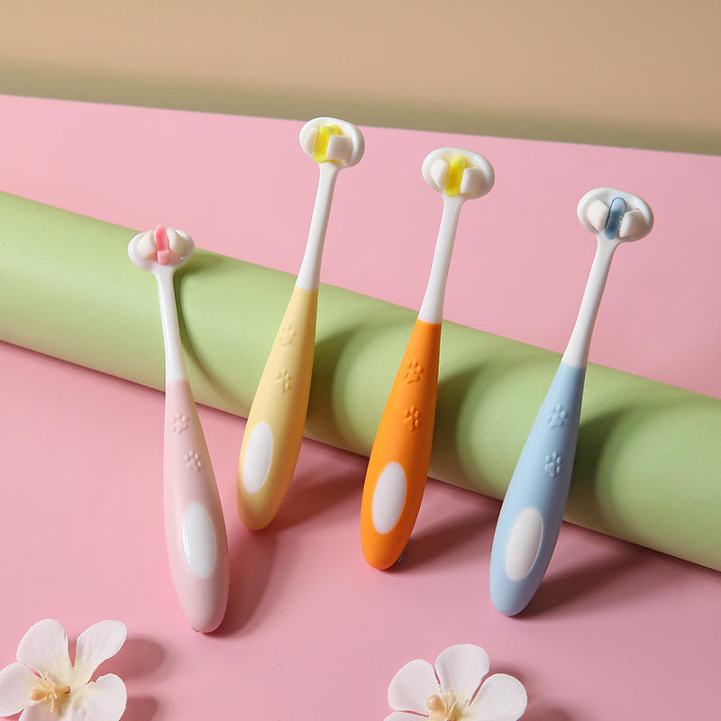 Children's Toothbrush new 2-12 years old three-sided three-dimensional non-slip handle 5d baby child soft hair toothbrush -1pcs