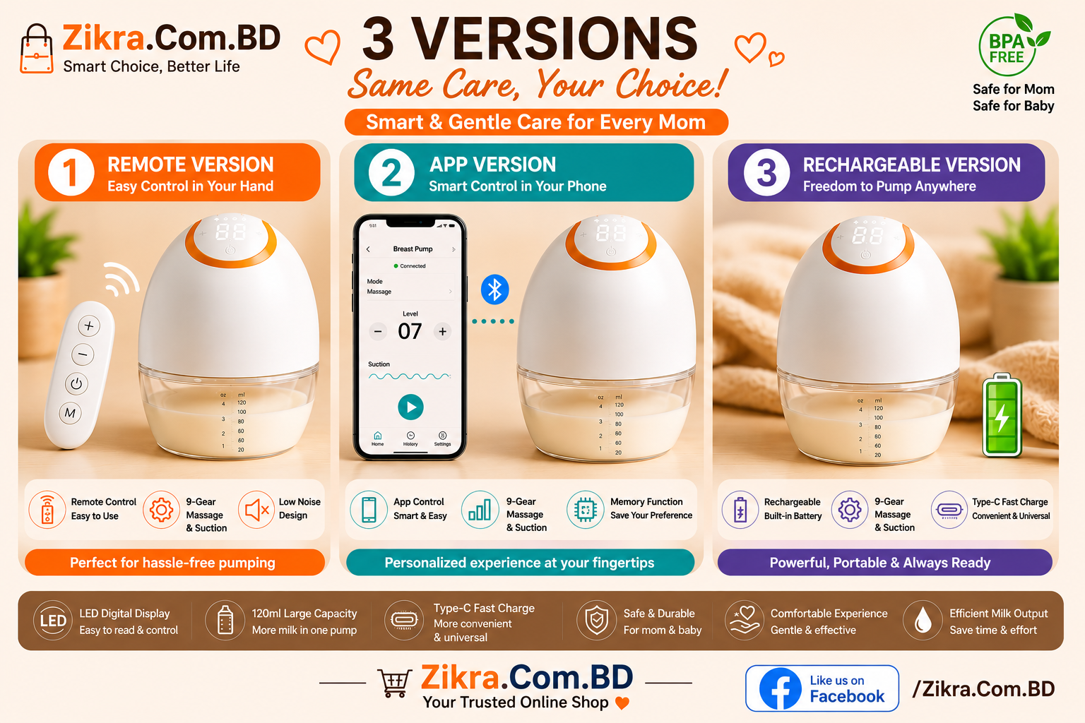 Wearable Wireless Hands-Free Electric Breast Pump | Ultra-Silent & Portable | Rechargeable Milk Collector